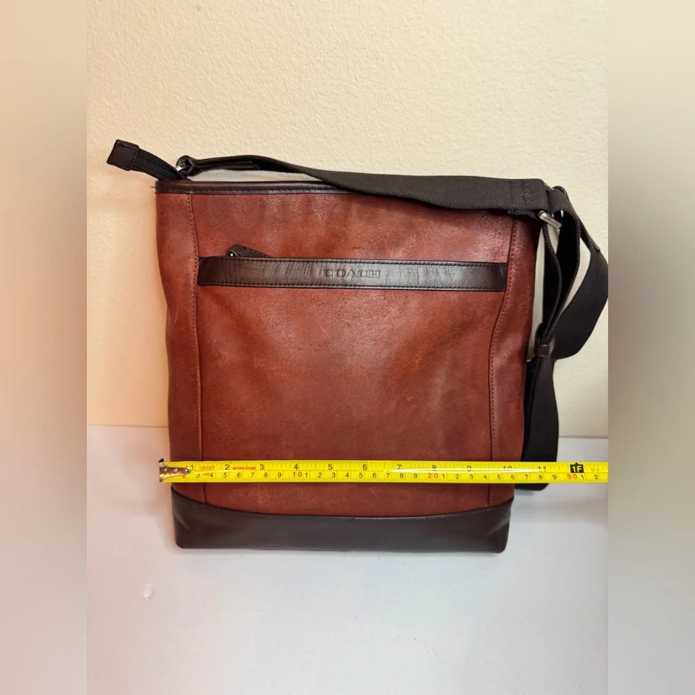 Coach Camden Leather Tech Crossbody Bag in Rust Brown